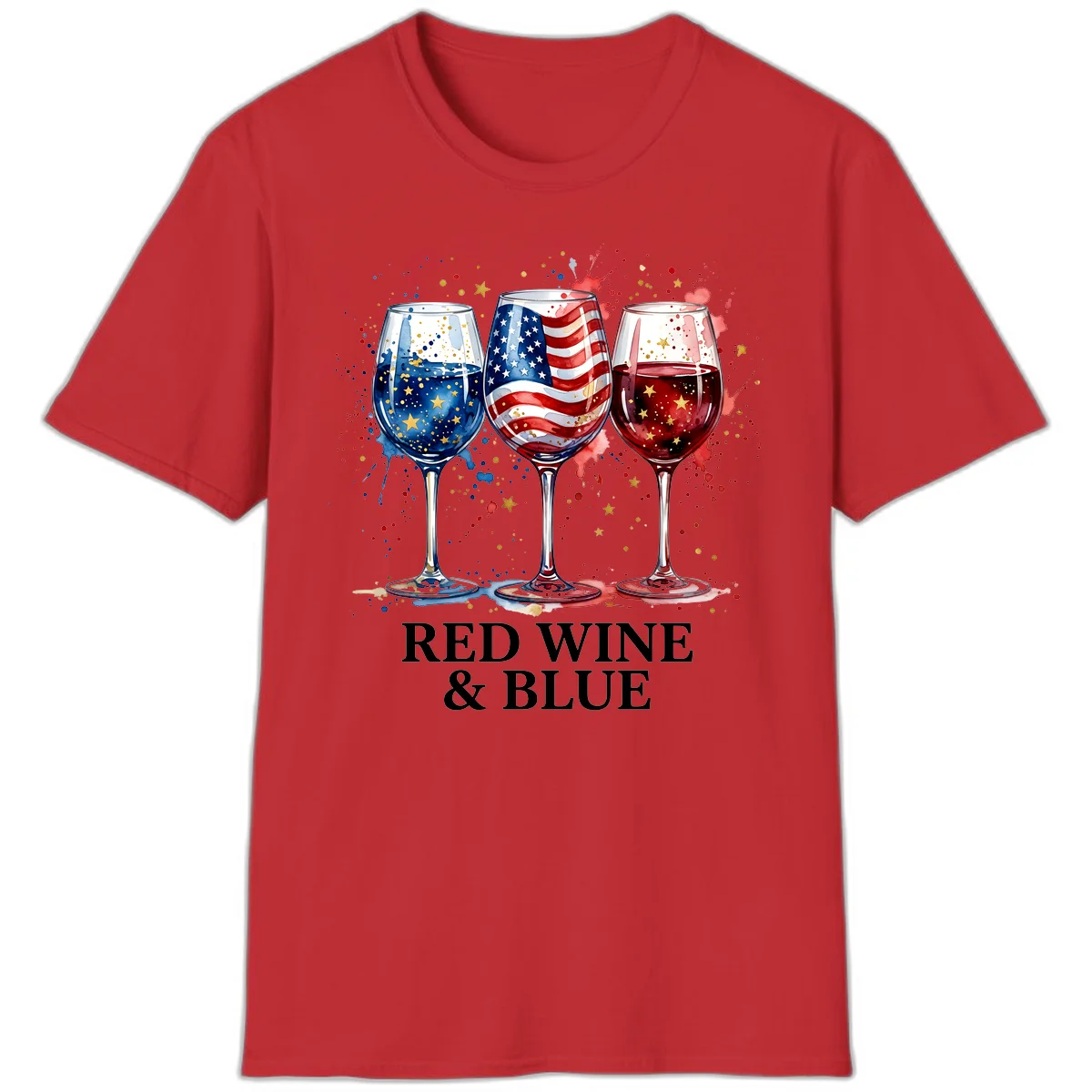Red Wine and Blue T-Shirt in Red