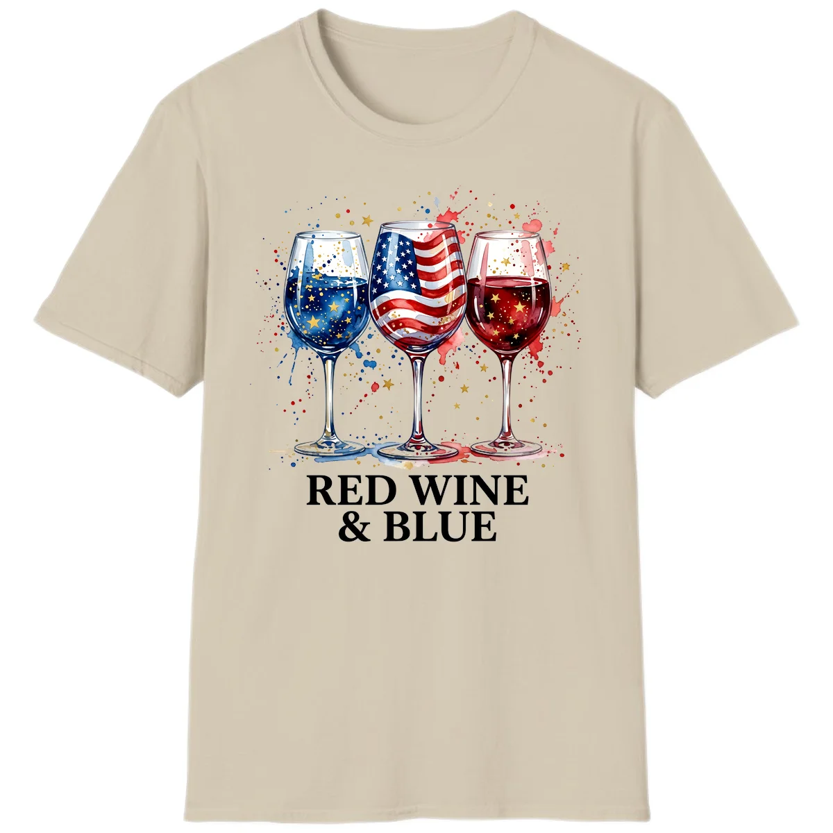 Red Wine and Blue T-Shirt in Sand