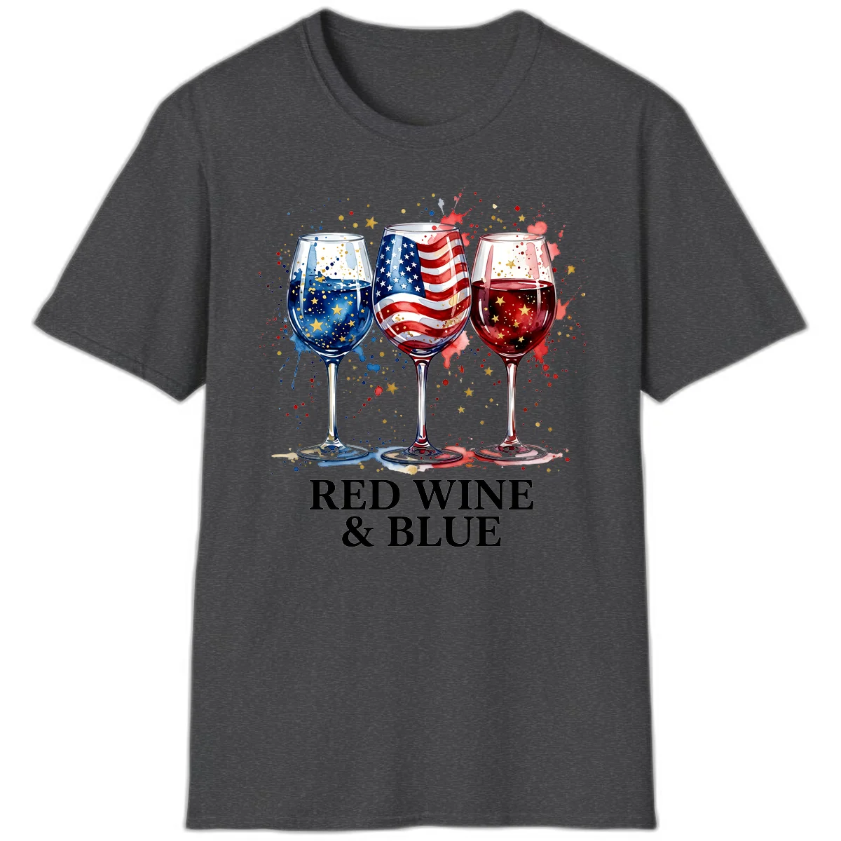 Red Wine and Blue T-Shirt in Dark Heather