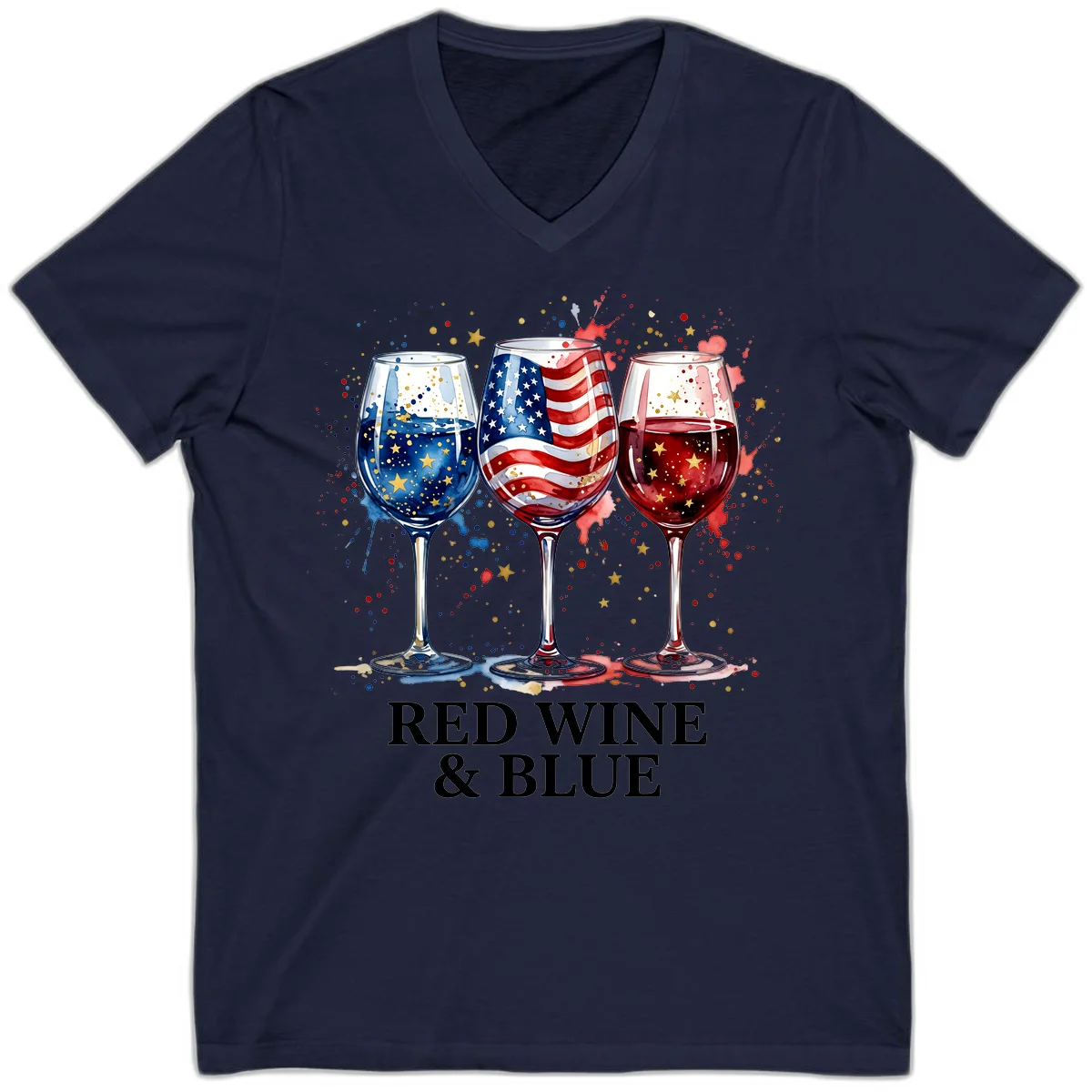 Red Wine and Blue V-Neck in Navy