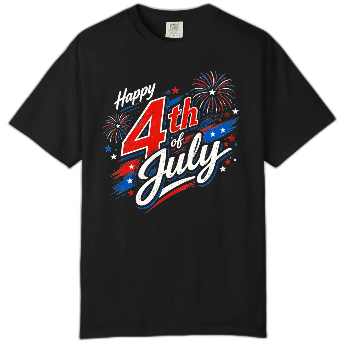 Happy 4th of July Fireworks Celebration Design Comfort Color in Black