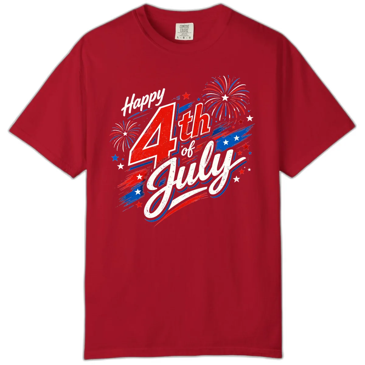 Happy 4th of July Fireworks Celebration Design Comfort Color in Red
