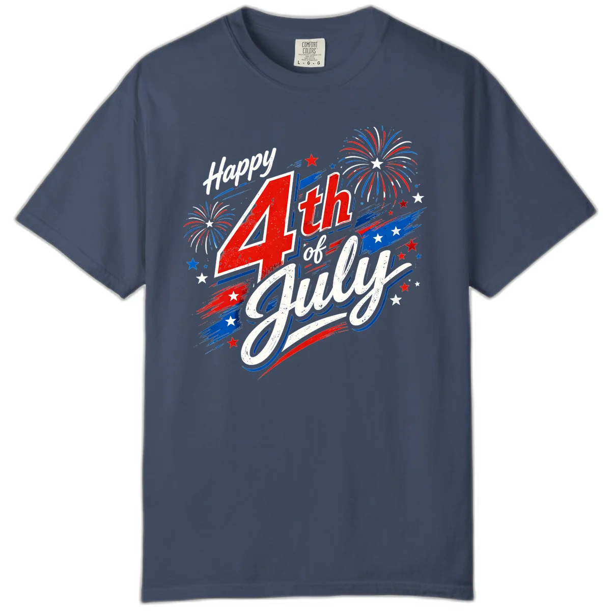 Happy 4th of July Fireworks Comfort Color in Midnight