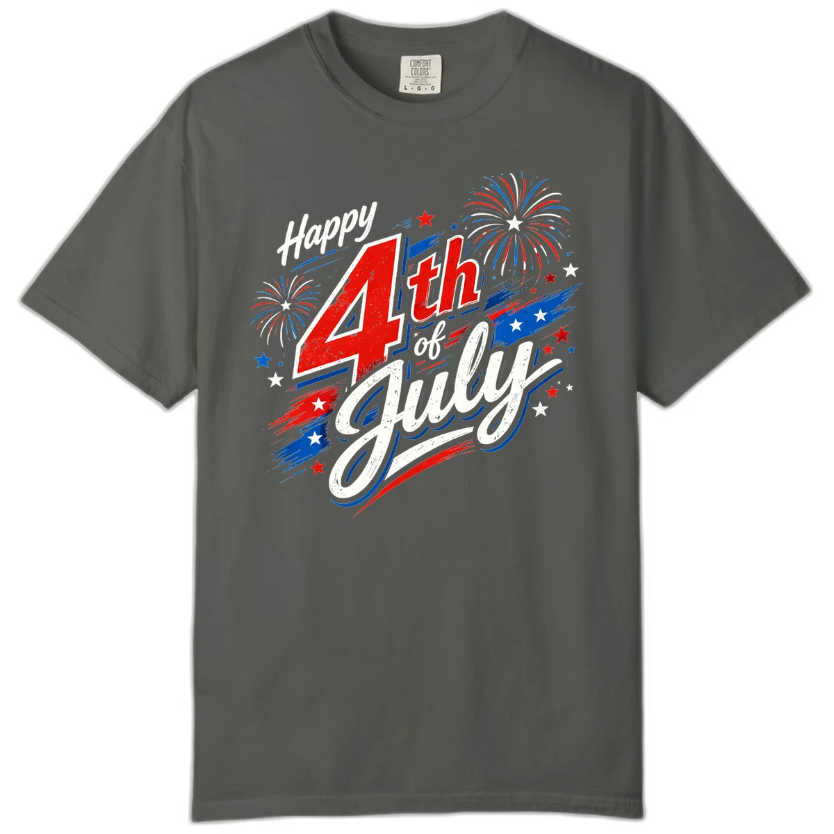 Happy 4th of July Fireworks Comfort Color in Pepper