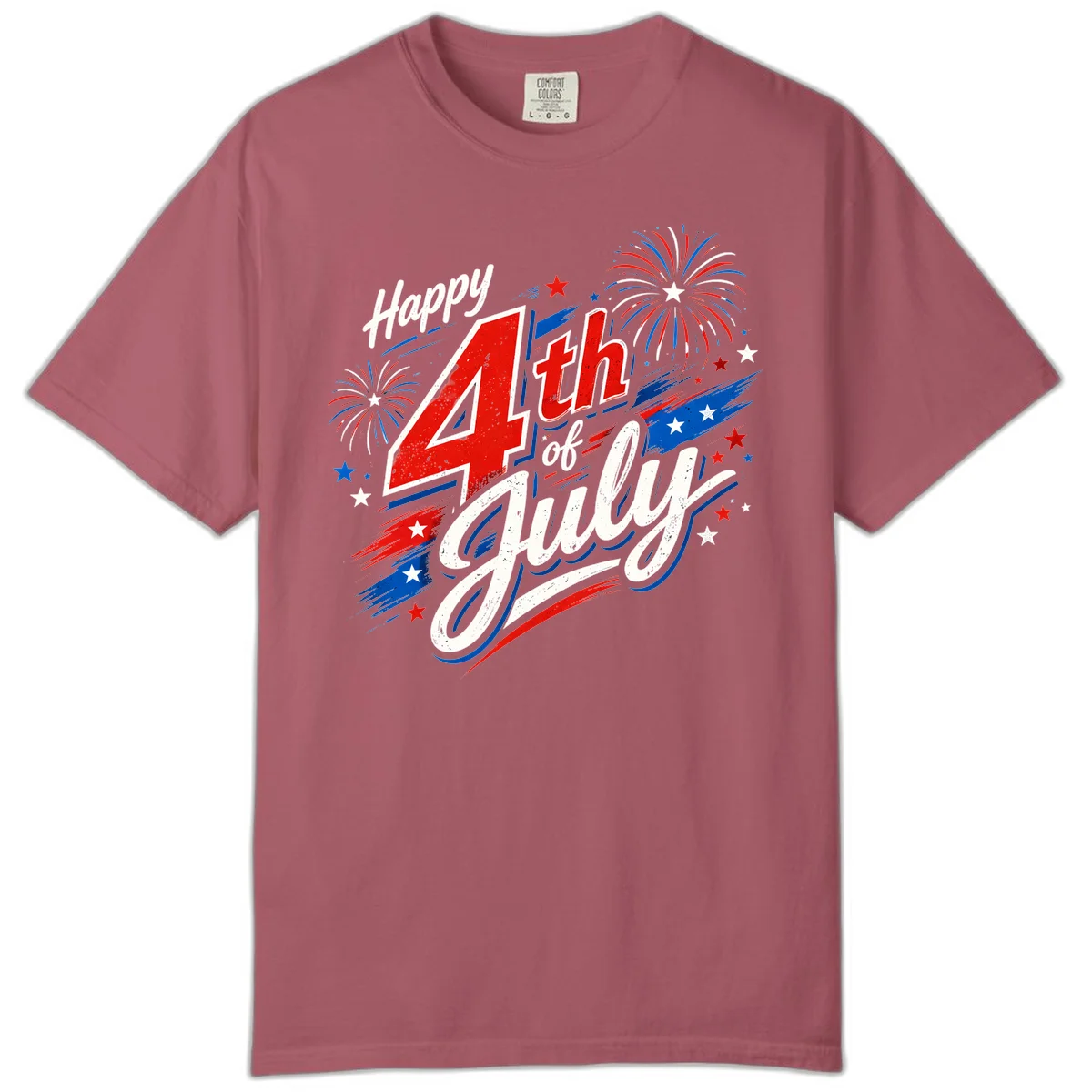 Happy 4th of July Fireworks Comfort Color in Crimson