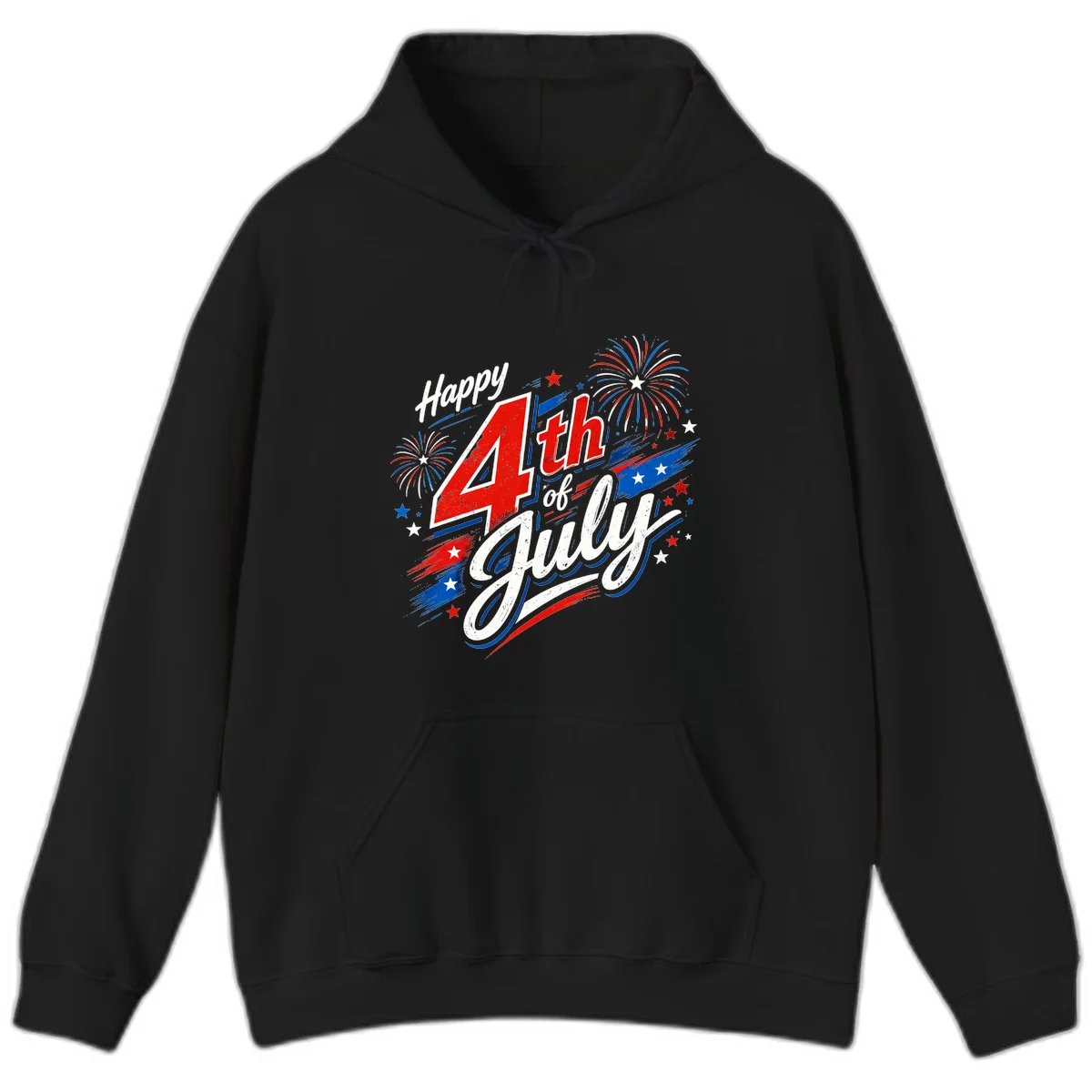 Happy 4th of July Fireworks Hoodie in Black