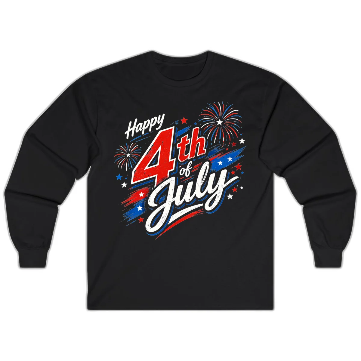 Happy 4th of July Fireworks Long Sleeve in Black