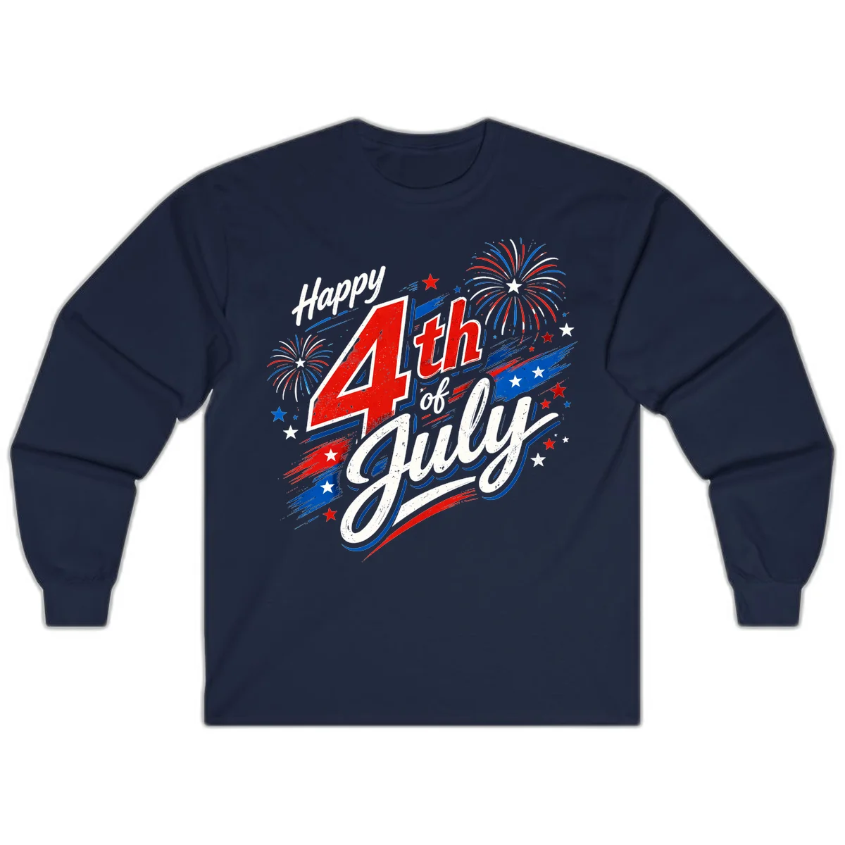 Happy 4th of July Fireworks Long Sleeve in Navy