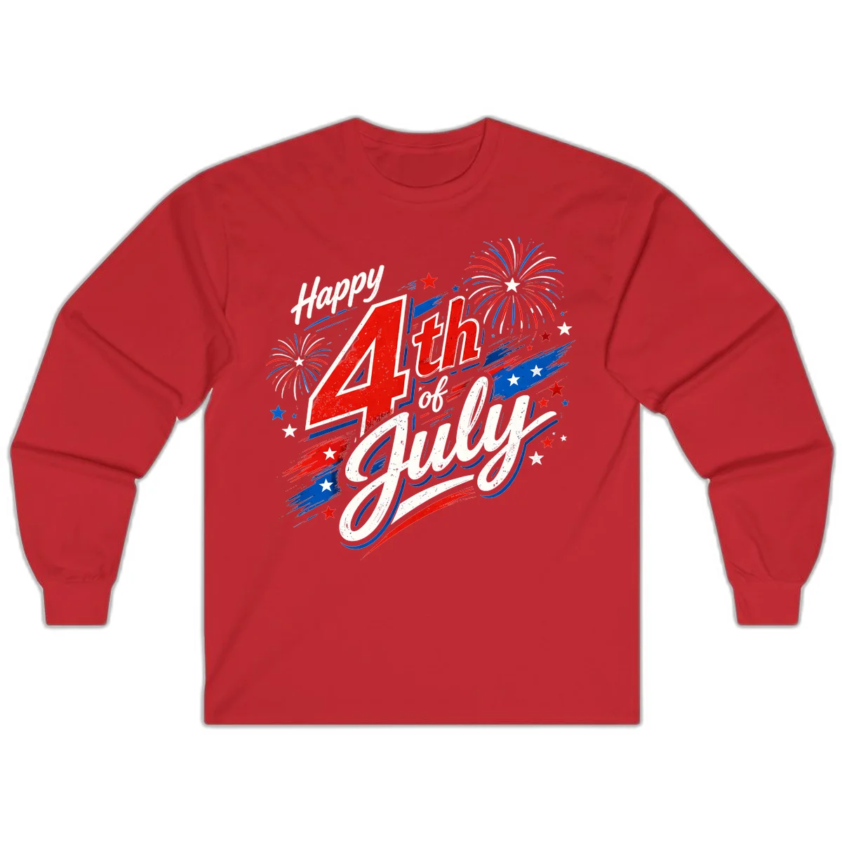Happy 4th of July Fireworks Long Sleeve in Red