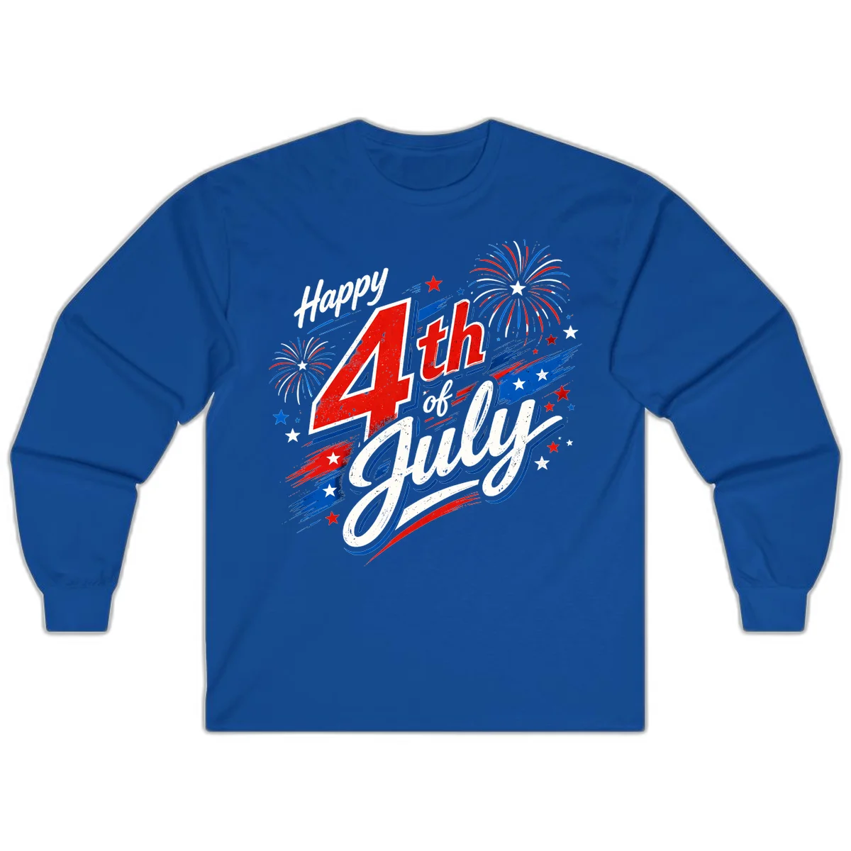 Happy 4th of July Fireworks Long Sleeve in Royal