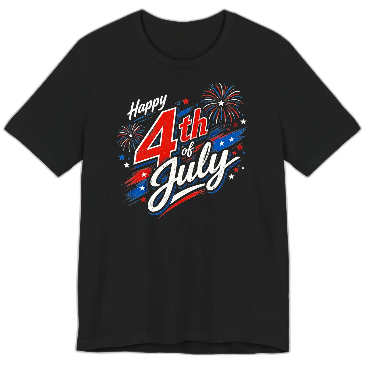 Happy 4th of July Fireworks Premium T-Shirt in Black