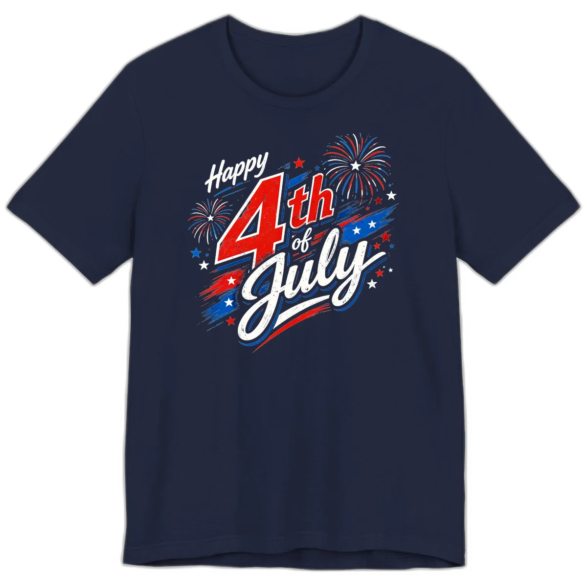 Happy 4th of July Fireworks Premium T-Shirt in Navy