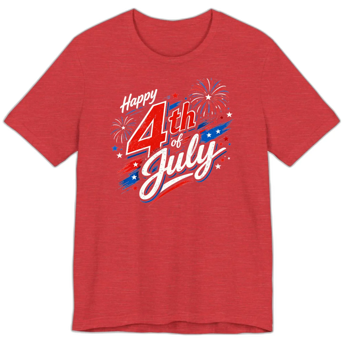 Happy 4th of July Fireworks Premium T-Shirt in Heather Red