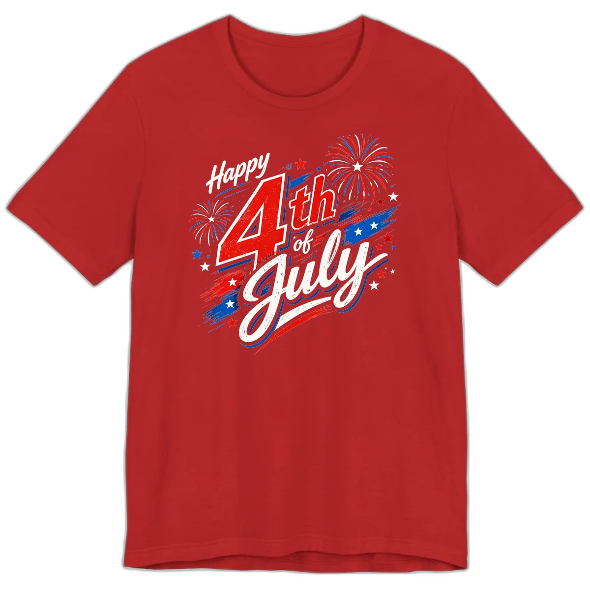 Happy 4th of July Fireworks Premium T-Shirt in Red