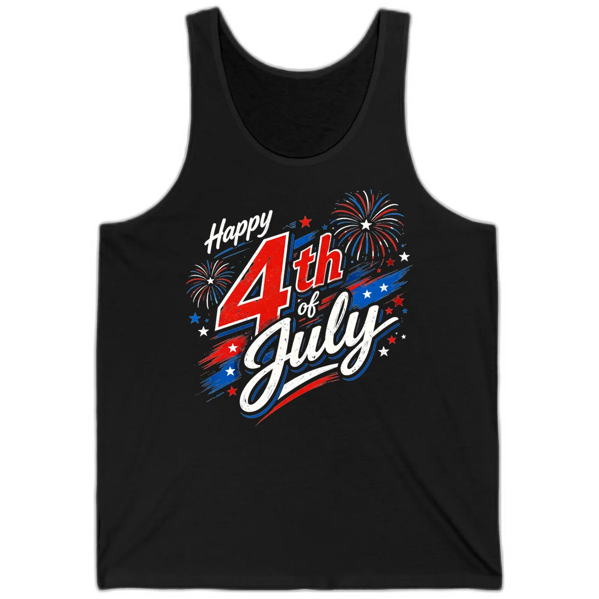 Happy 4th of July Fireworks Tank in Black