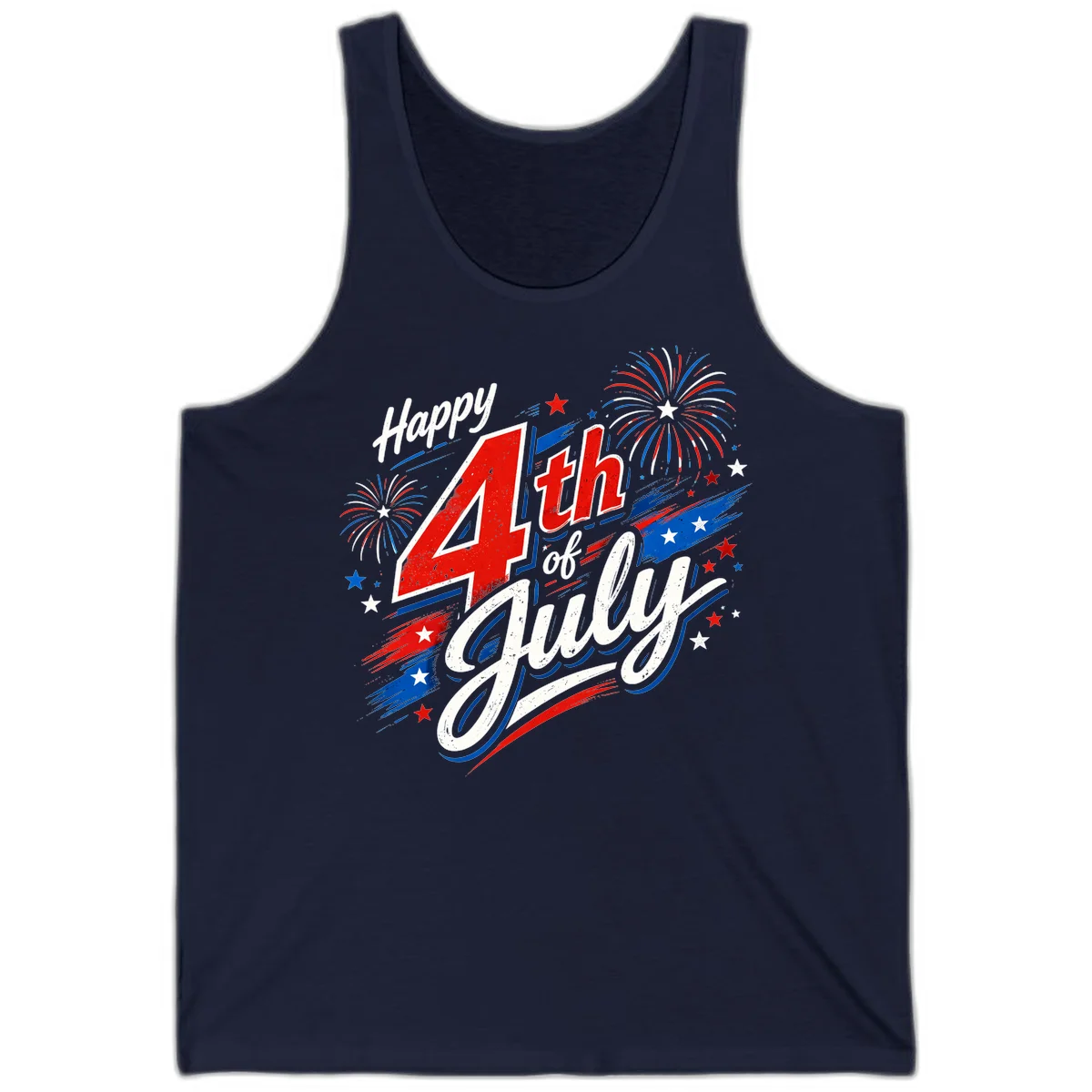 Happy 4th of July Fireworks Tank in Navy