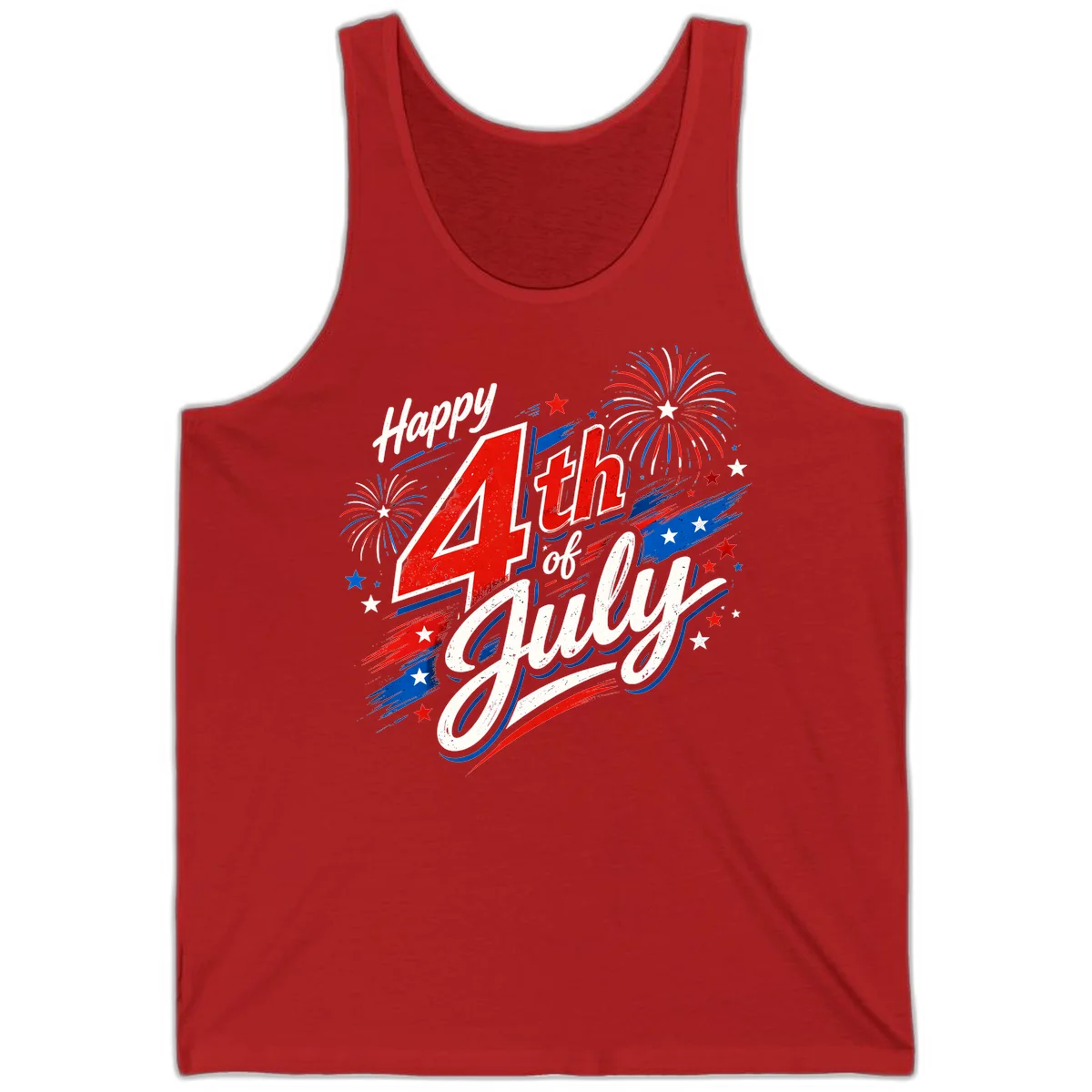 Happy 4th of July Fireworks Tank in Red