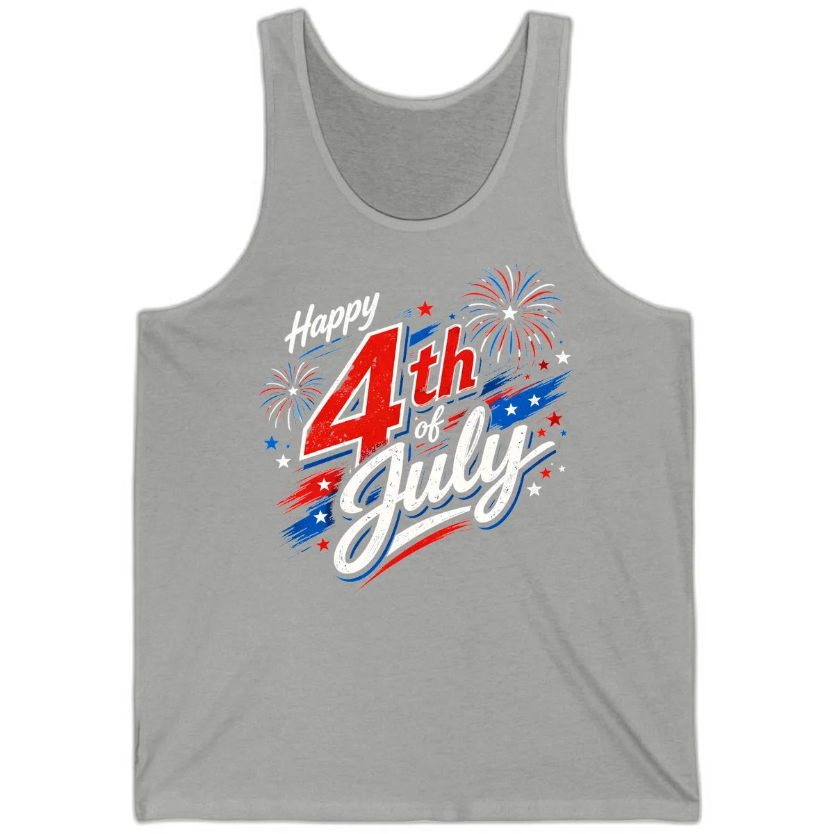 Happy 4th of July Fireworks Tank in Athletic Heather