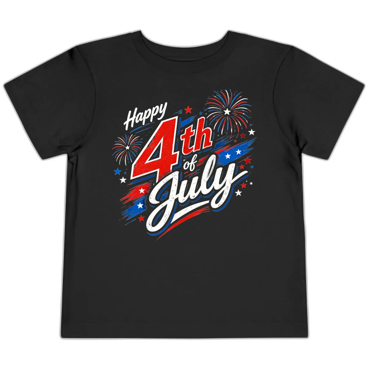 Happy 4th of July Fireworks Toddler T-Shirt in Black