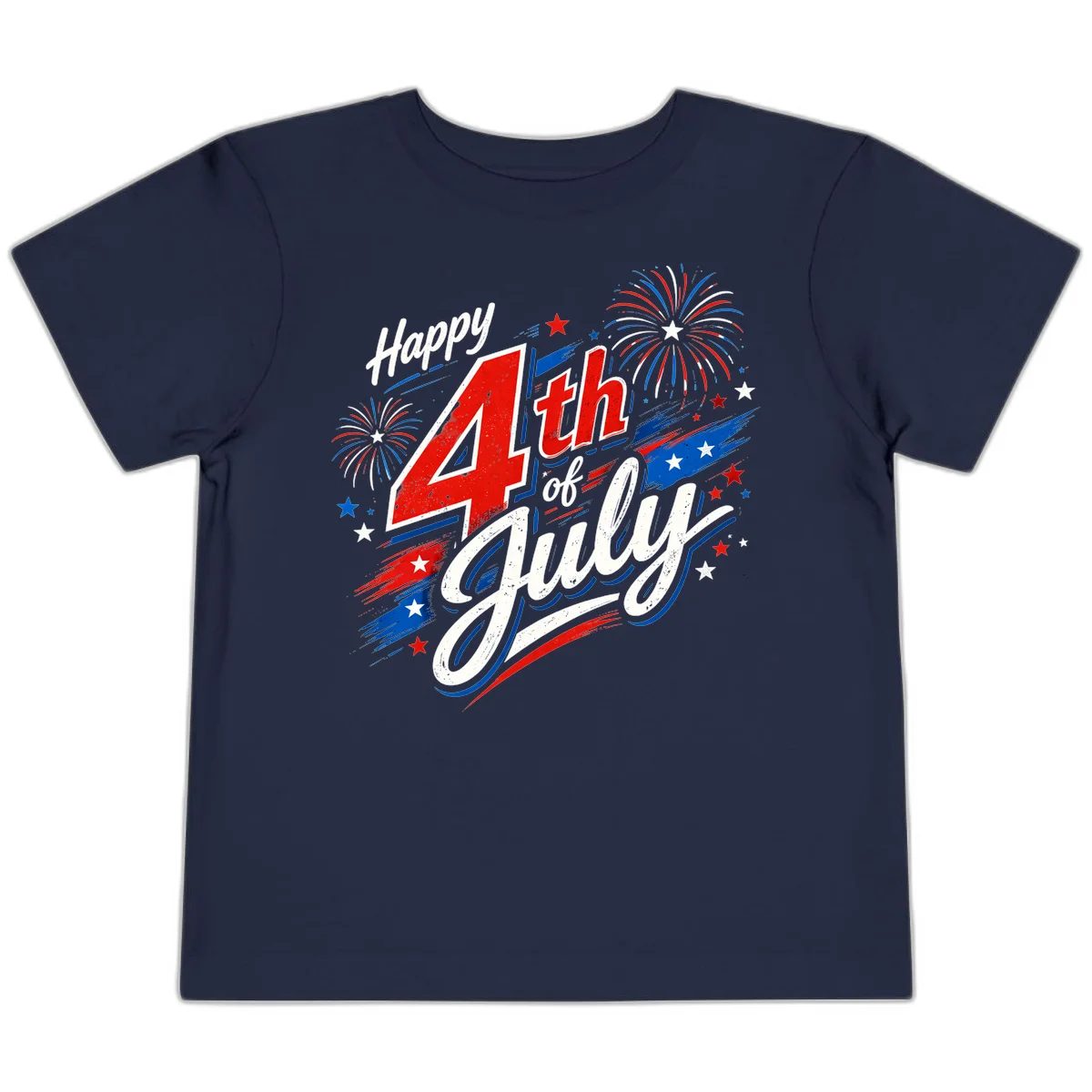 Happy 4th of July Fireworks Toddler T-Shirt in Navy