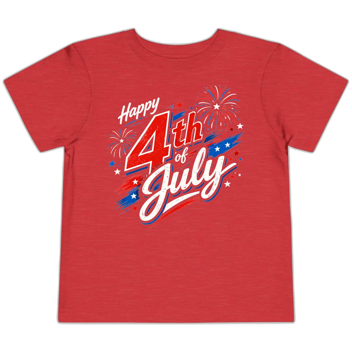 Happy 4th of July Fireworks Celebration Design Toddler T-Shirt in Heather Red