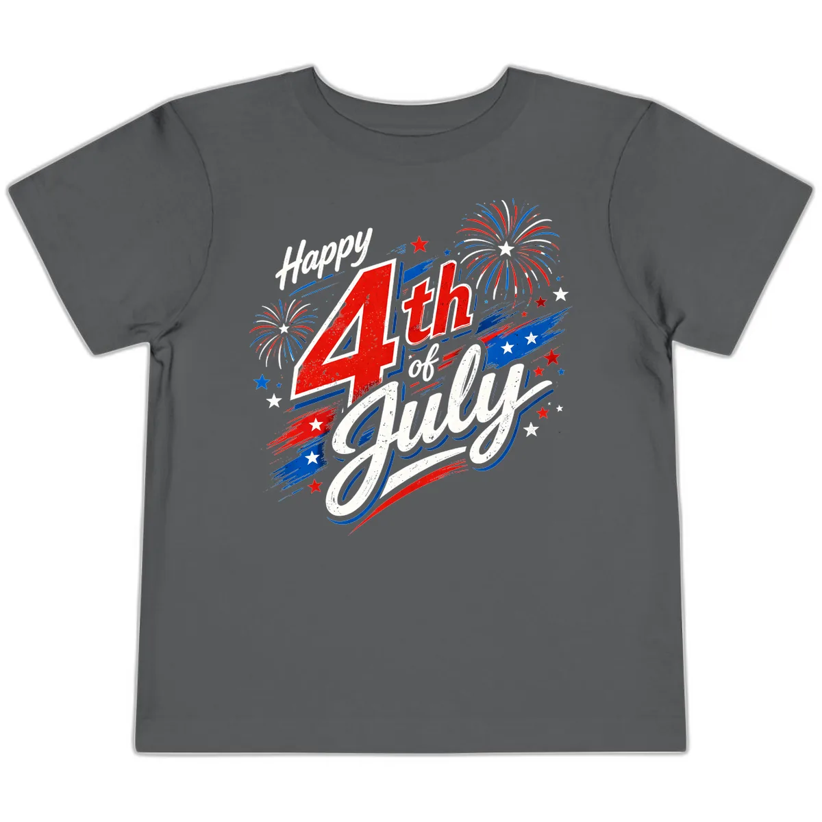 Happy 4th of July Fireworks Celebration Design Toddler T-Shirt in Asphalt