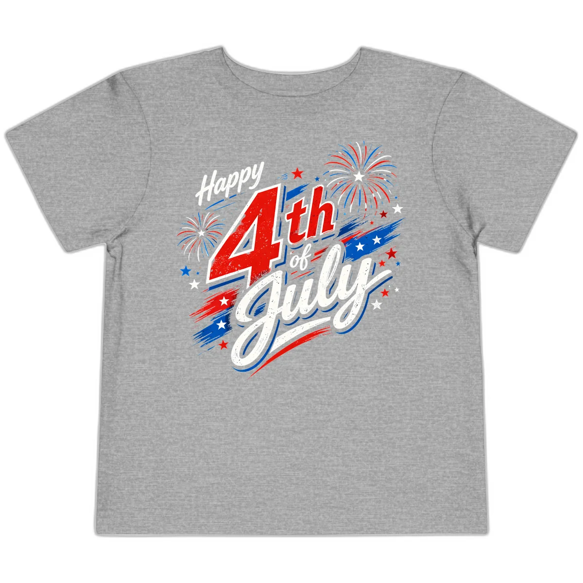 Happy 4th of July Fireworks Toddler T-Shirt in Athletic Heather