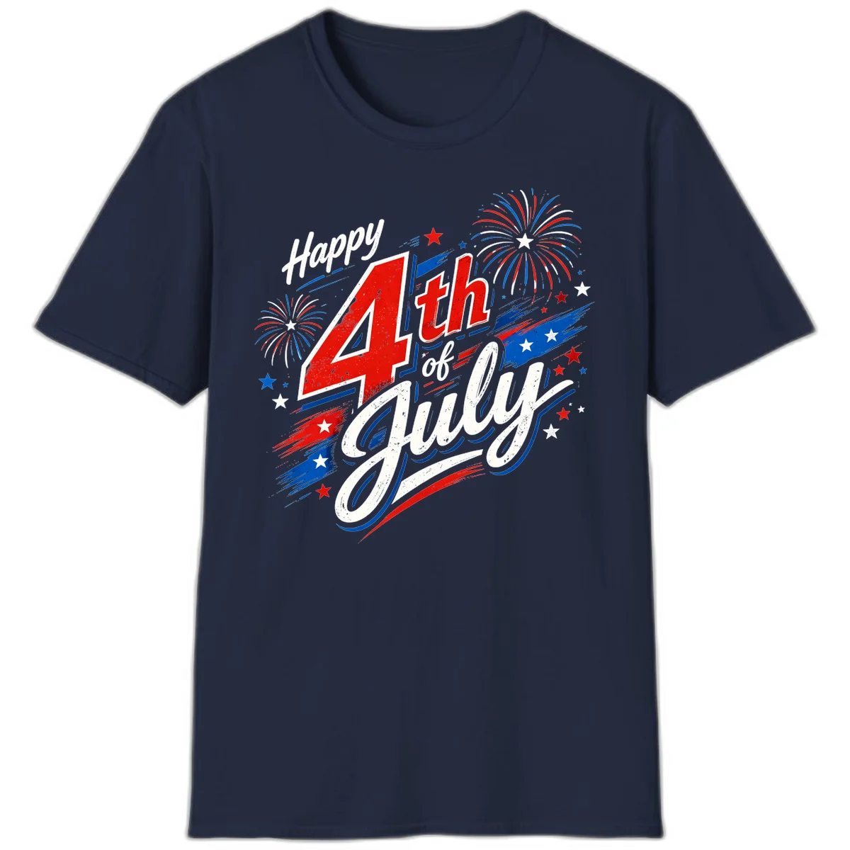 Happy 4th of July Fireworks T-Shirt in Navy