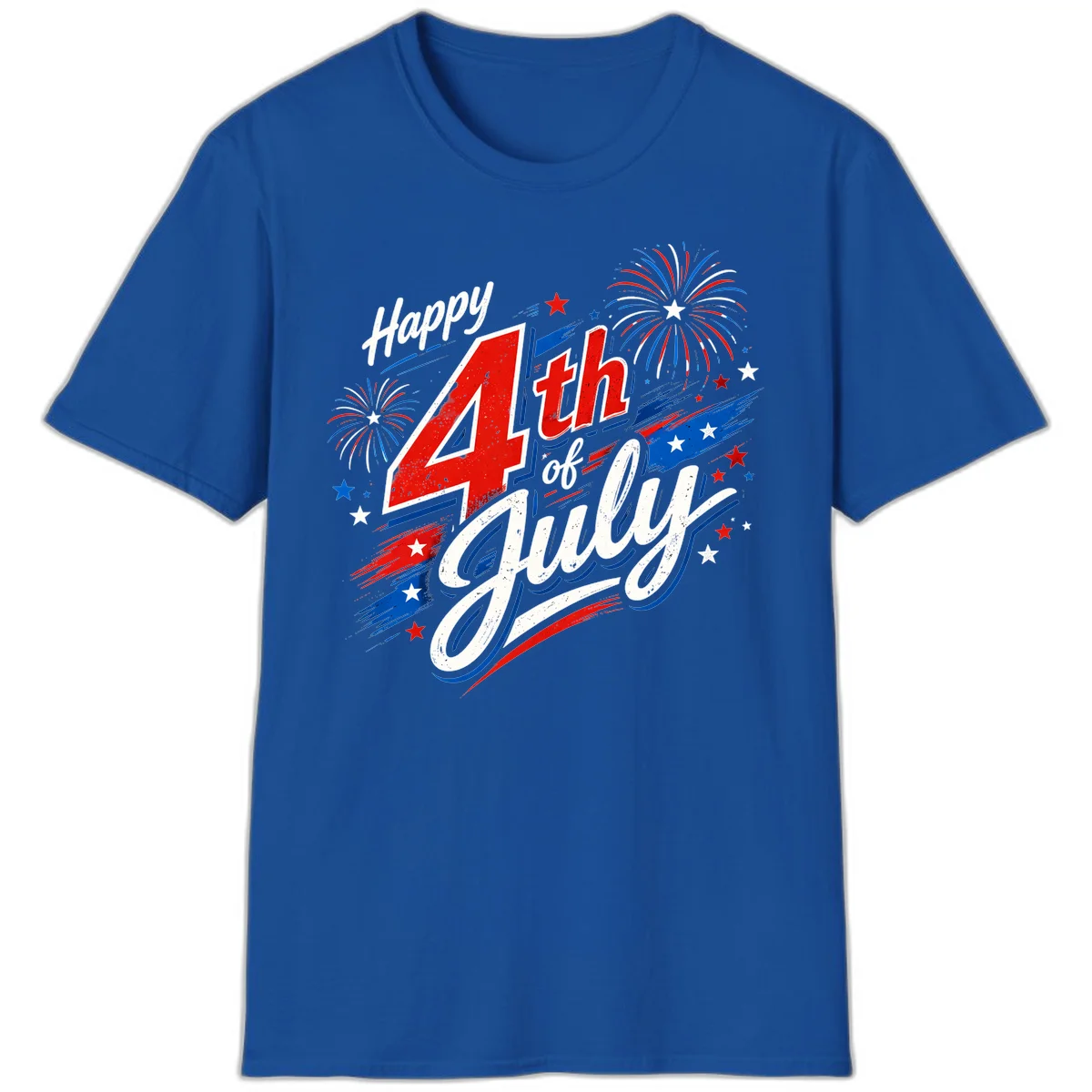 Happy 4th of July Fireworks T-Shirt in Royal