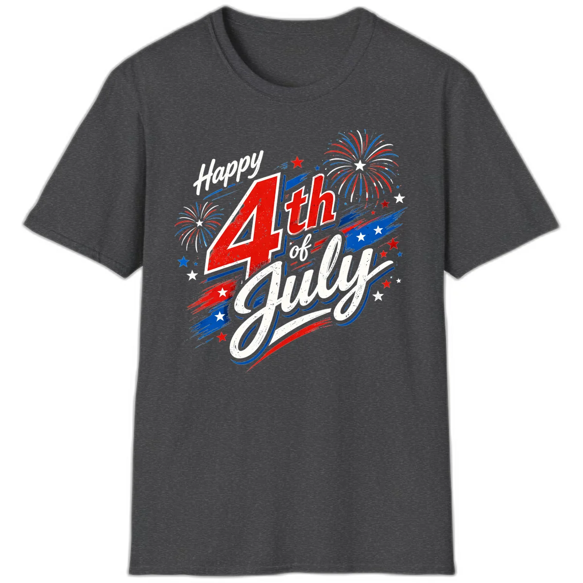 Happy 4th of July Fireworks T-Shirt in Dark Heather