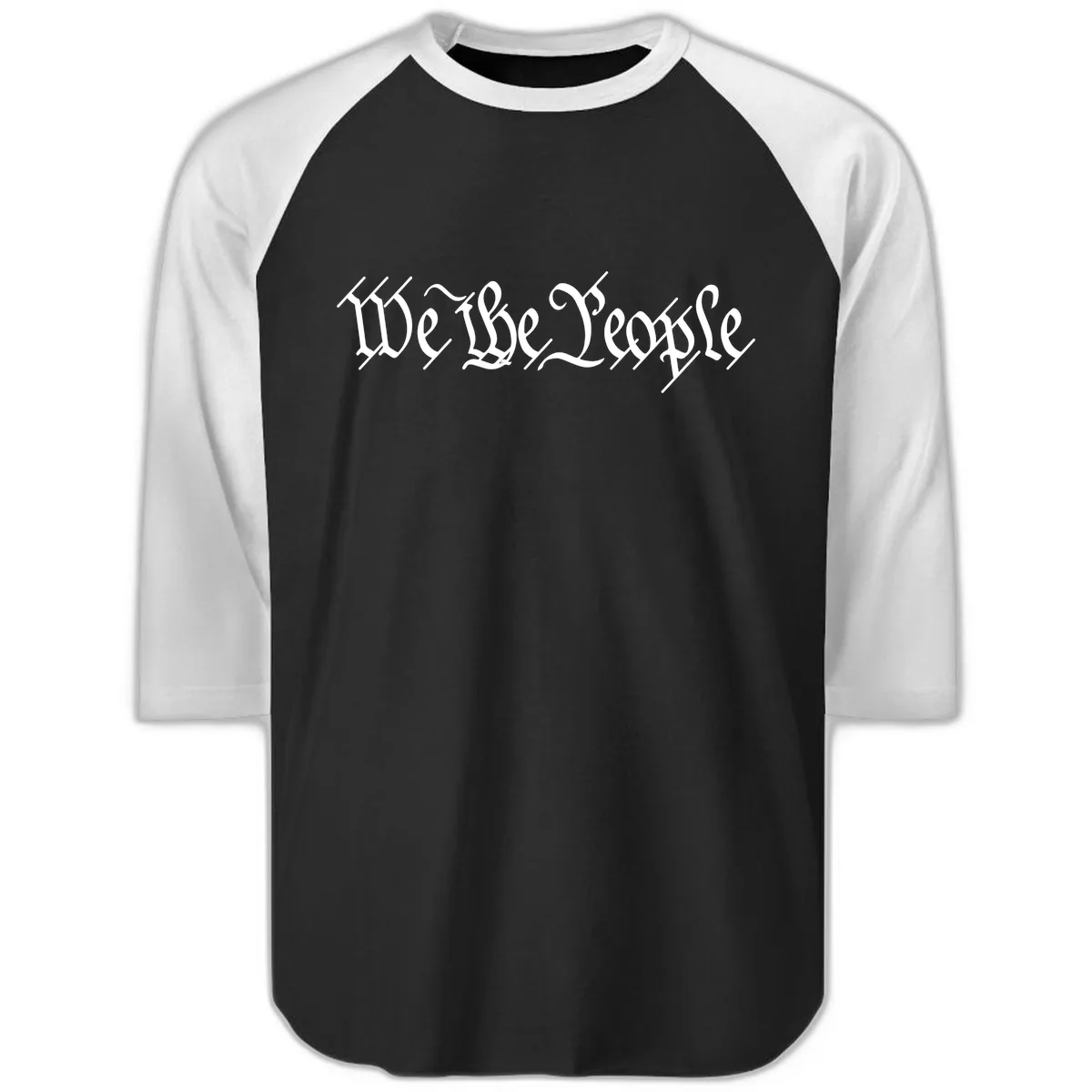 We The People Semiquincentennial Founding Principles Raglan 3/4 in Black White