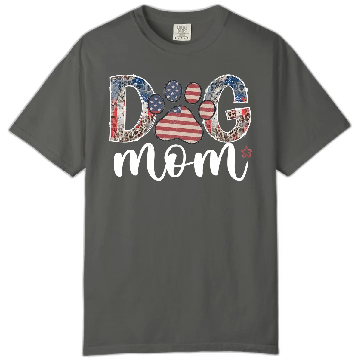 Distressed Patriotic Dog Paw Print Graphic Comfort Color in Pepper