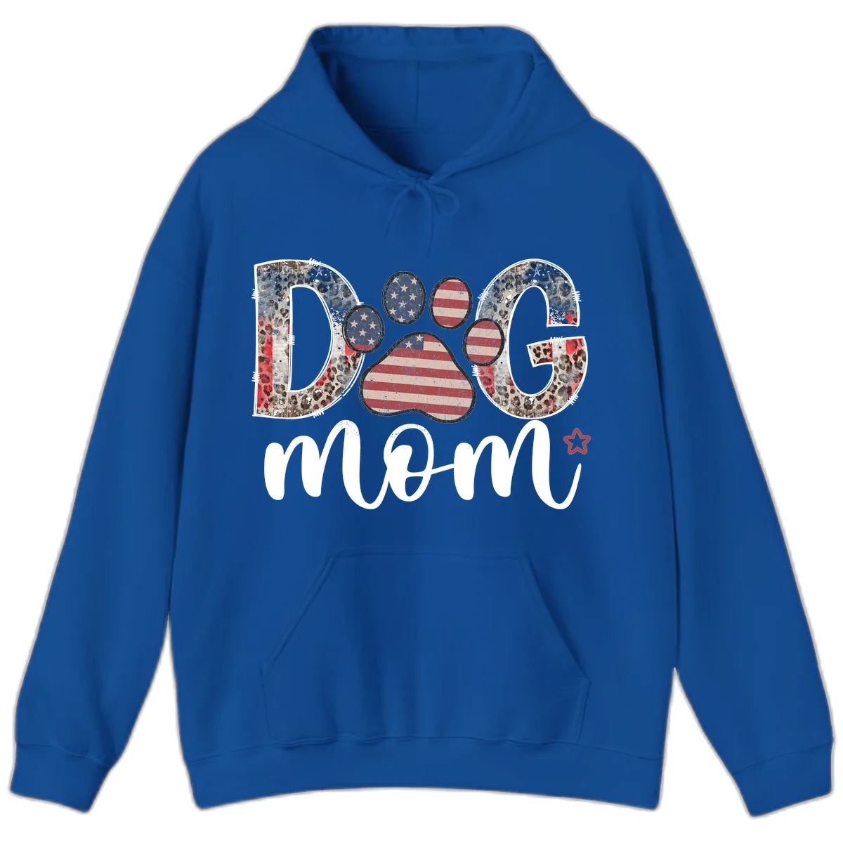 Distressed Patriotic Dog Paw Print Graphic Hoodie in Royal