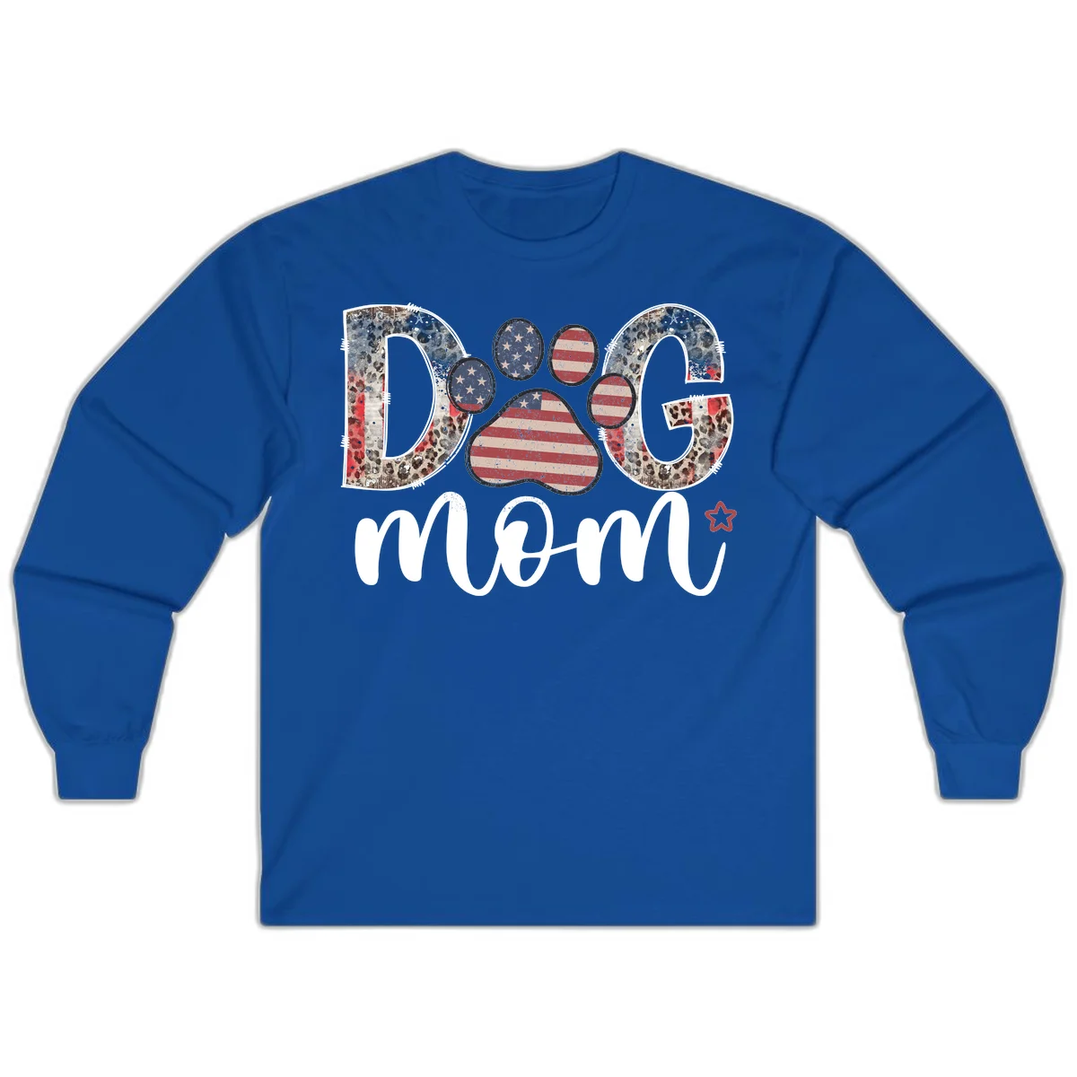 Distressed Patriotic Dog Paw Print Graphic Long Sleeve in Royal