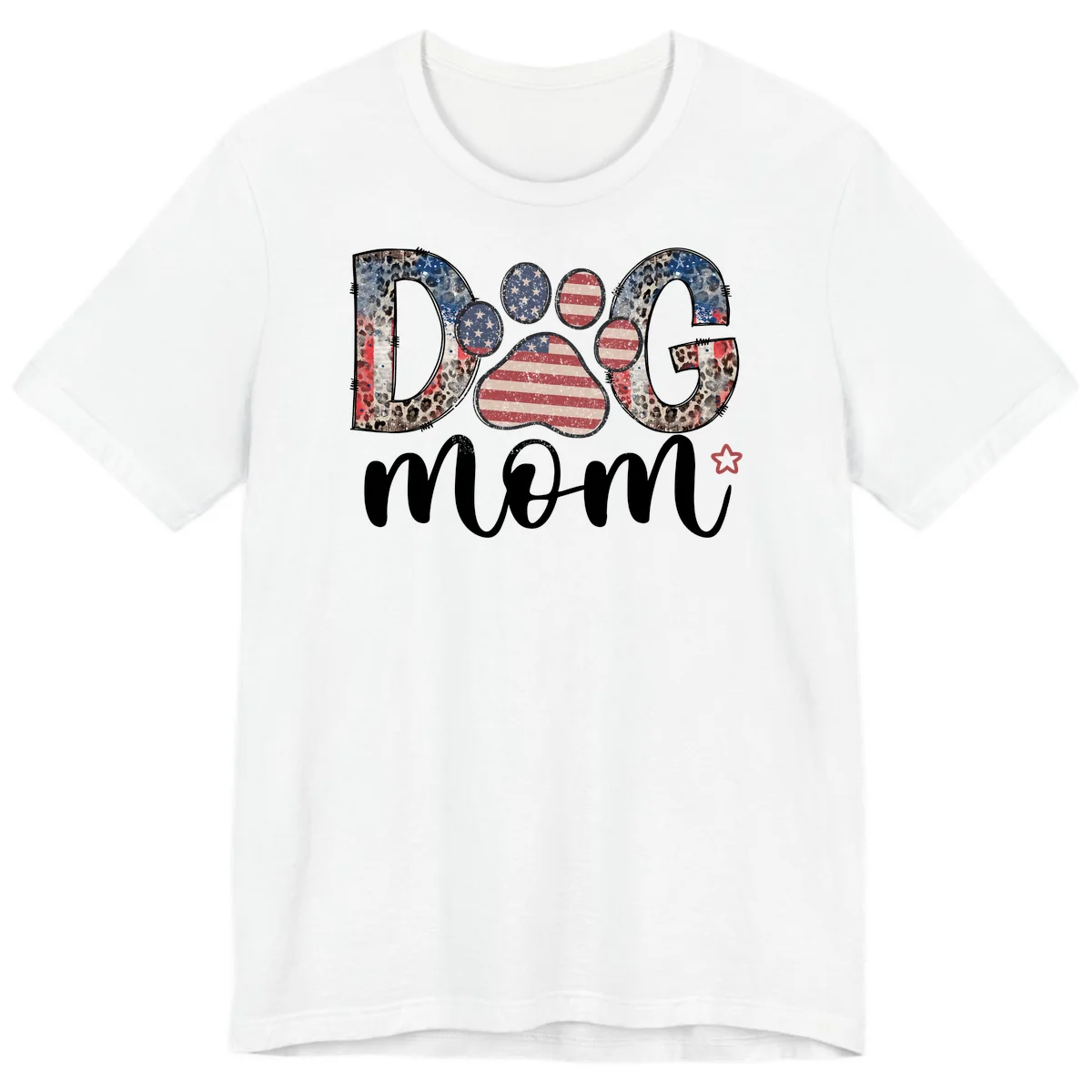 Distressed Patriotic Dog Paw Print Graphic Premium T-Shirt in White
