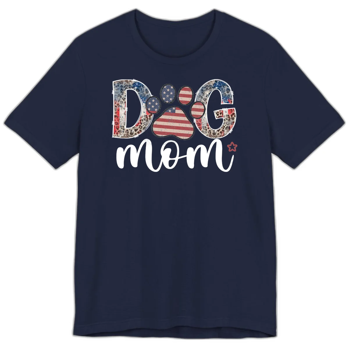 Distressed Patriotic Dog Paw Print Graphic Premium T-Shirt in Navy