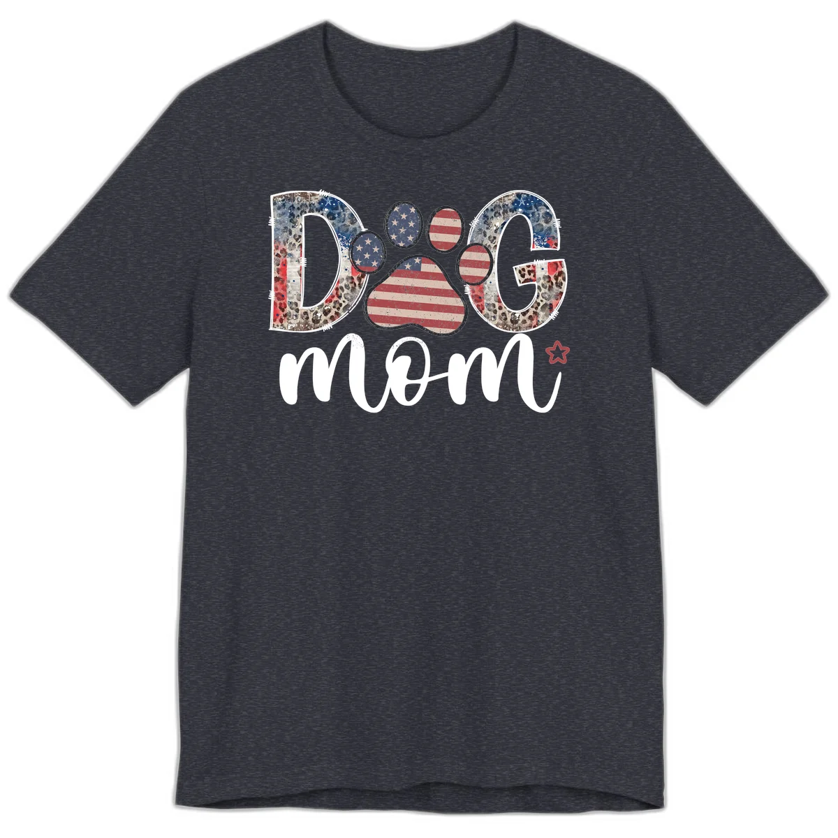 Distressed Patriotic Dog Paw Print Graphic Premium T-Shirt in Heather Navy