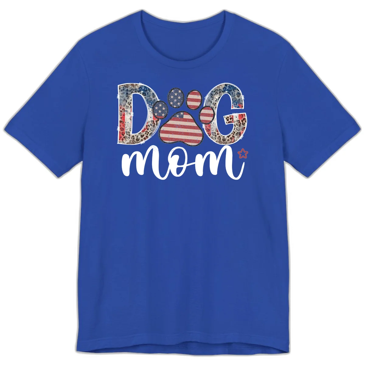 Distressed Patriotic Dog Paw Print Graphic Premium T-Shirt in True Royal