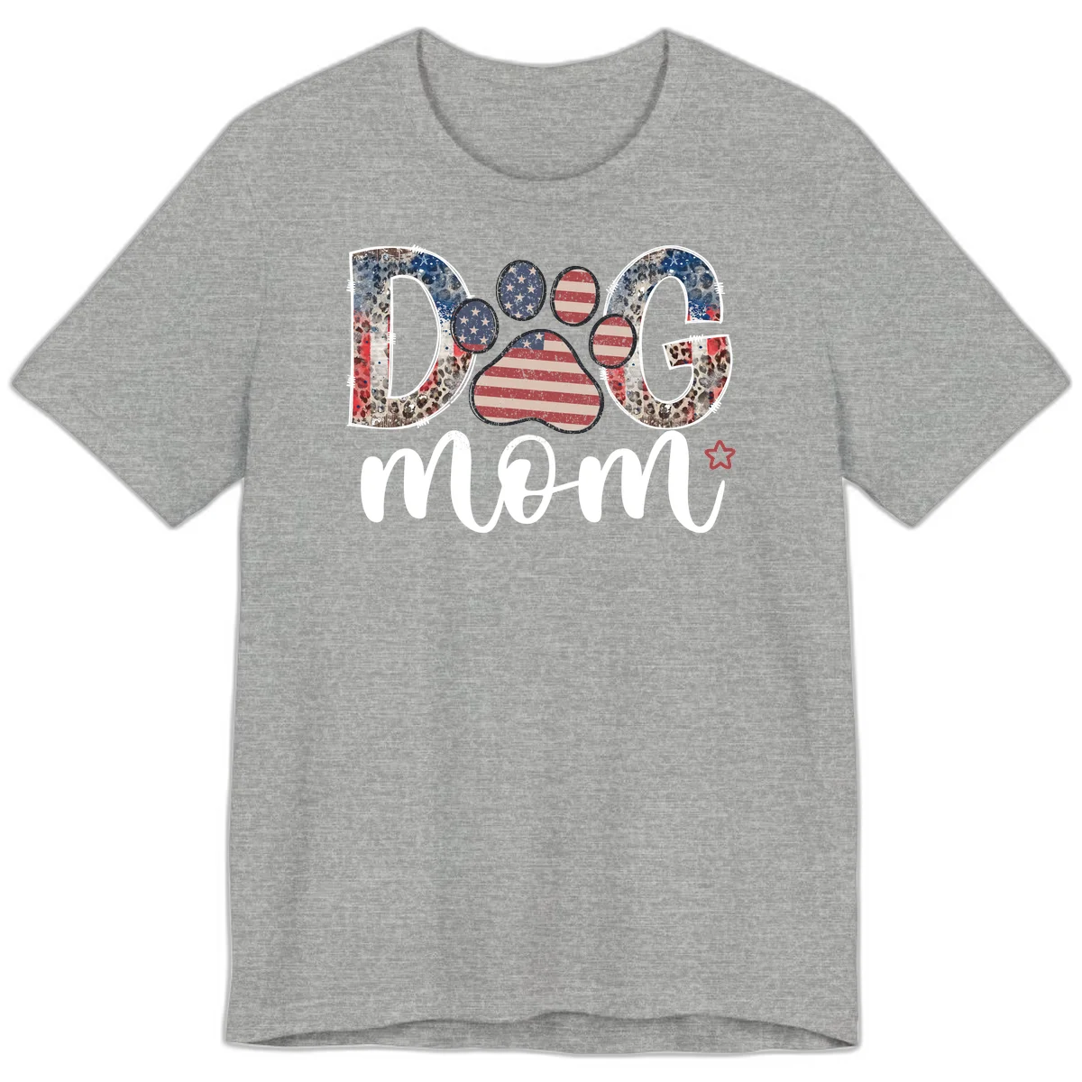 Distressed Patriotic Dog Paw Print Graphic Premium T-Shirt in Athletic Heather