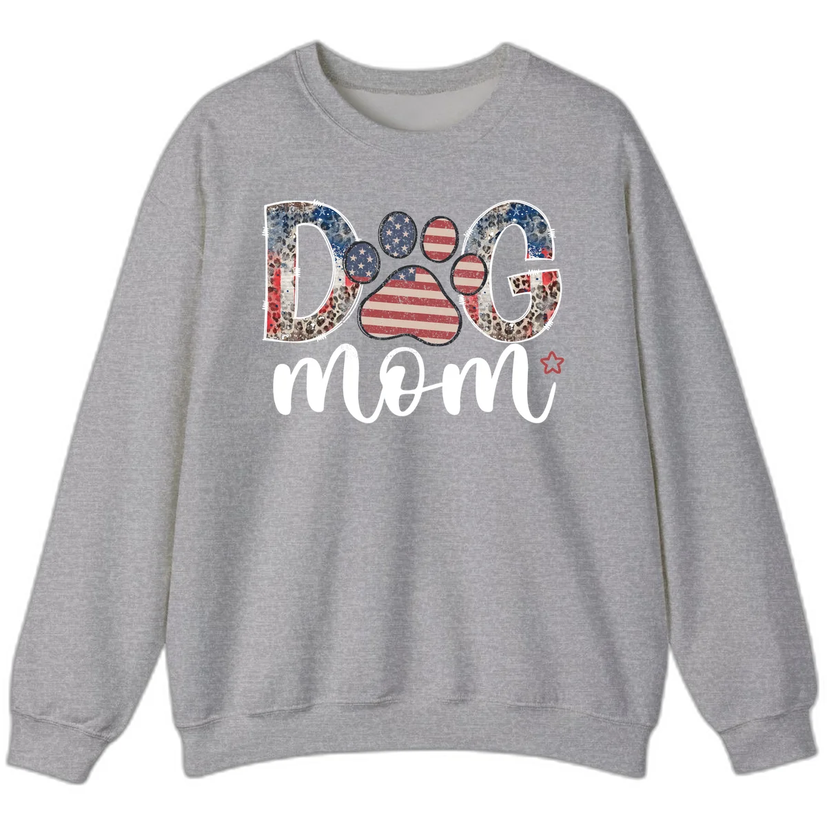 Distressed Patriotic Dog Paw Print Graphic Sweatshirt in Sport Grey