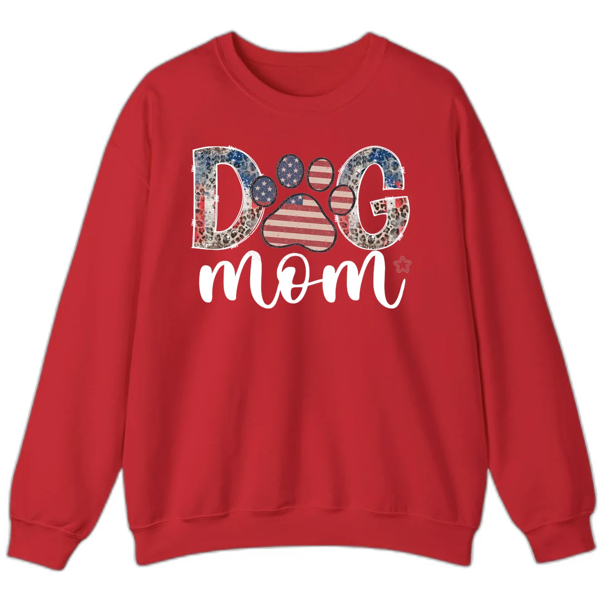 Distressed Patriotic Dog Paw Print Graphic Sweatshirt in Red