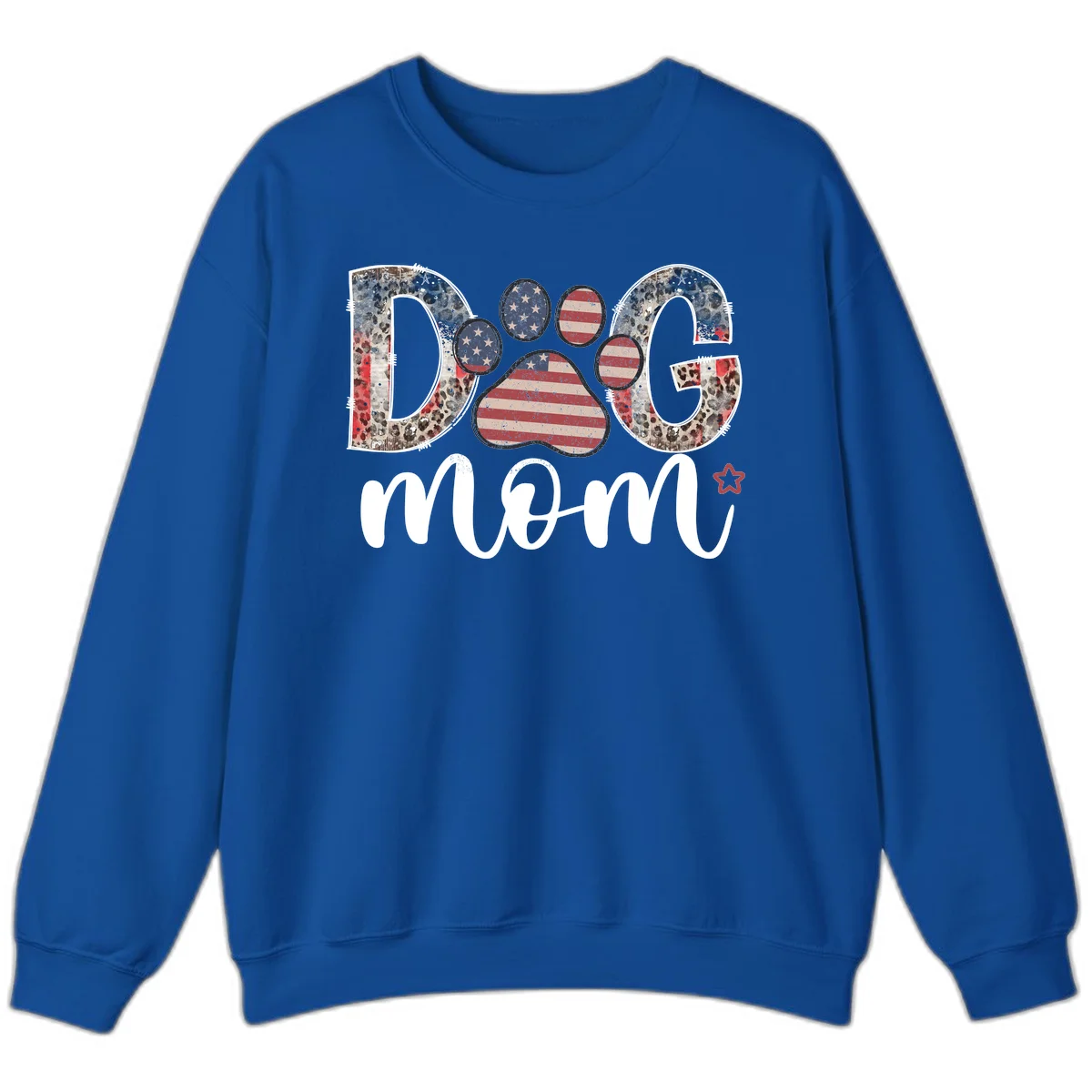 Distressed Patriotic Dog Paw Print Graphic Sweatshirt in Royal