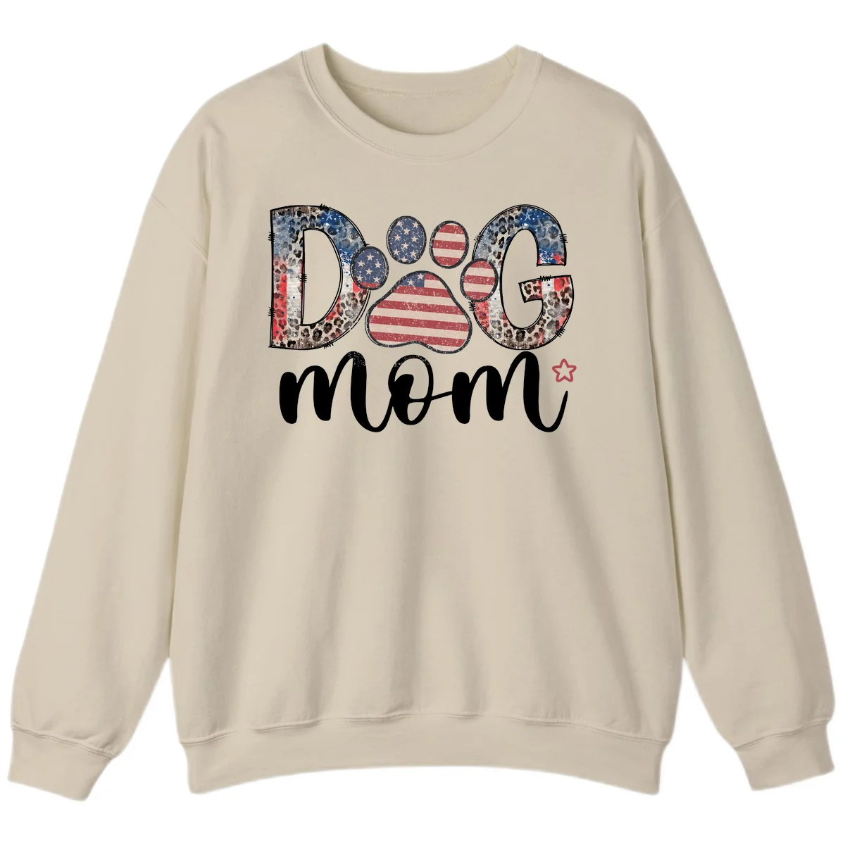 Distressed Patriotic Dog Paw Print Graphic Sweatshirt in Sand