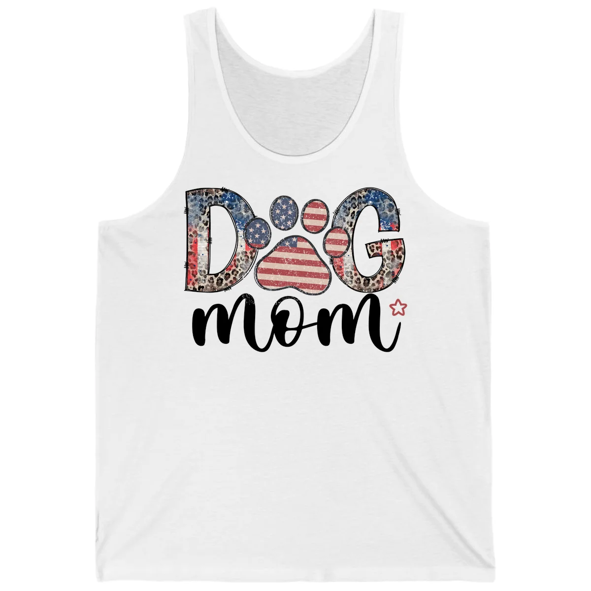 Distressed Patriotic Dog Paw Print Graphic Tank in White