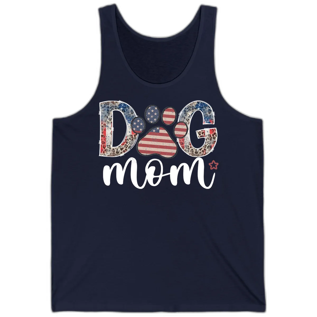 Distressed Patriotic Dog Paw Print Graphic Tank in Navy