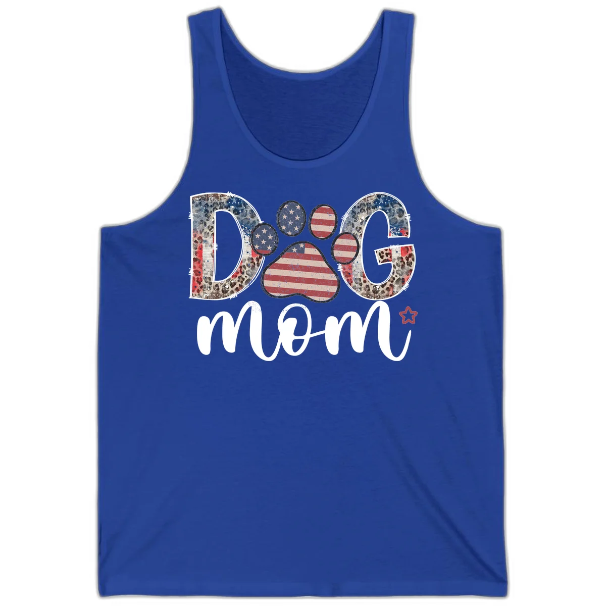 Distressed Patriotic Dog Paw Print Graphic Tank in True Royal