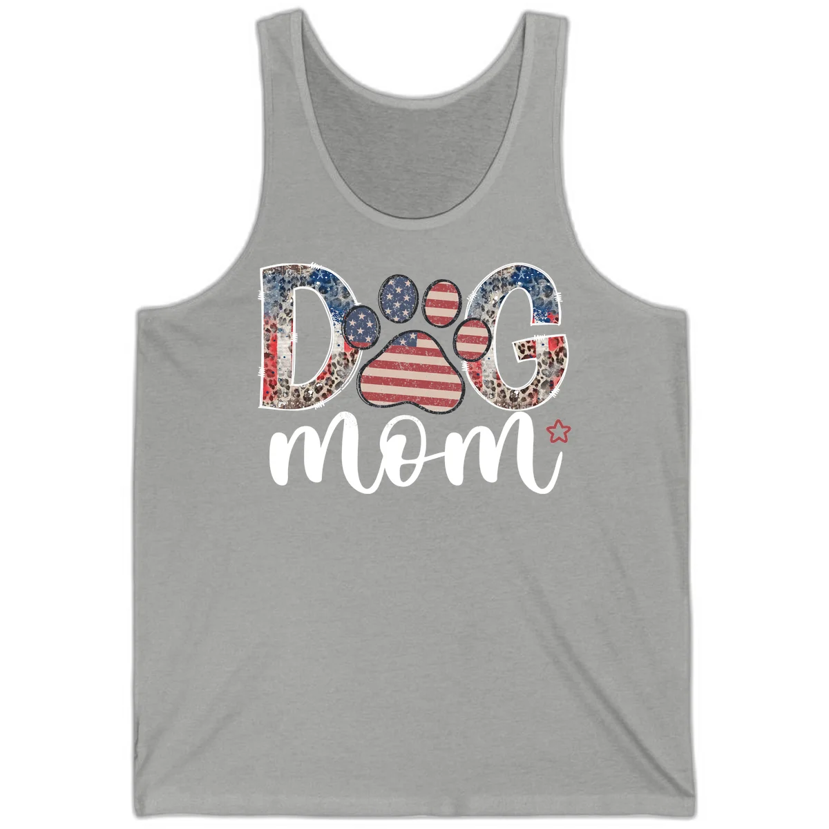 Distressed Patriotic Dog Paw Print Graphic Tank in Athletic Heather