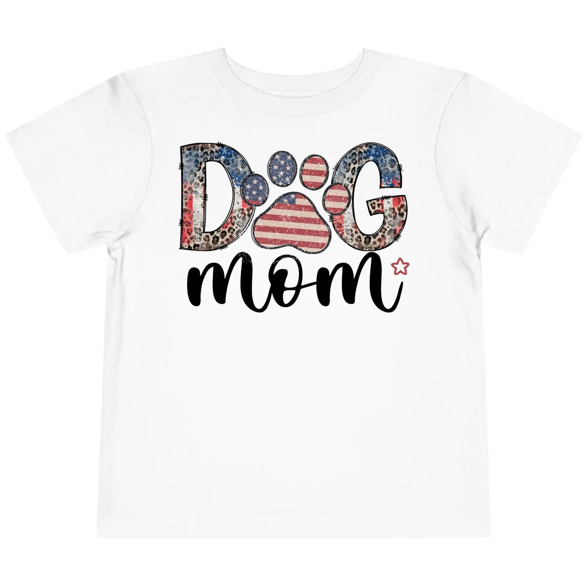 Distressed Patriotic Dog Paw Print Graphic Toddler T-Shirt in White