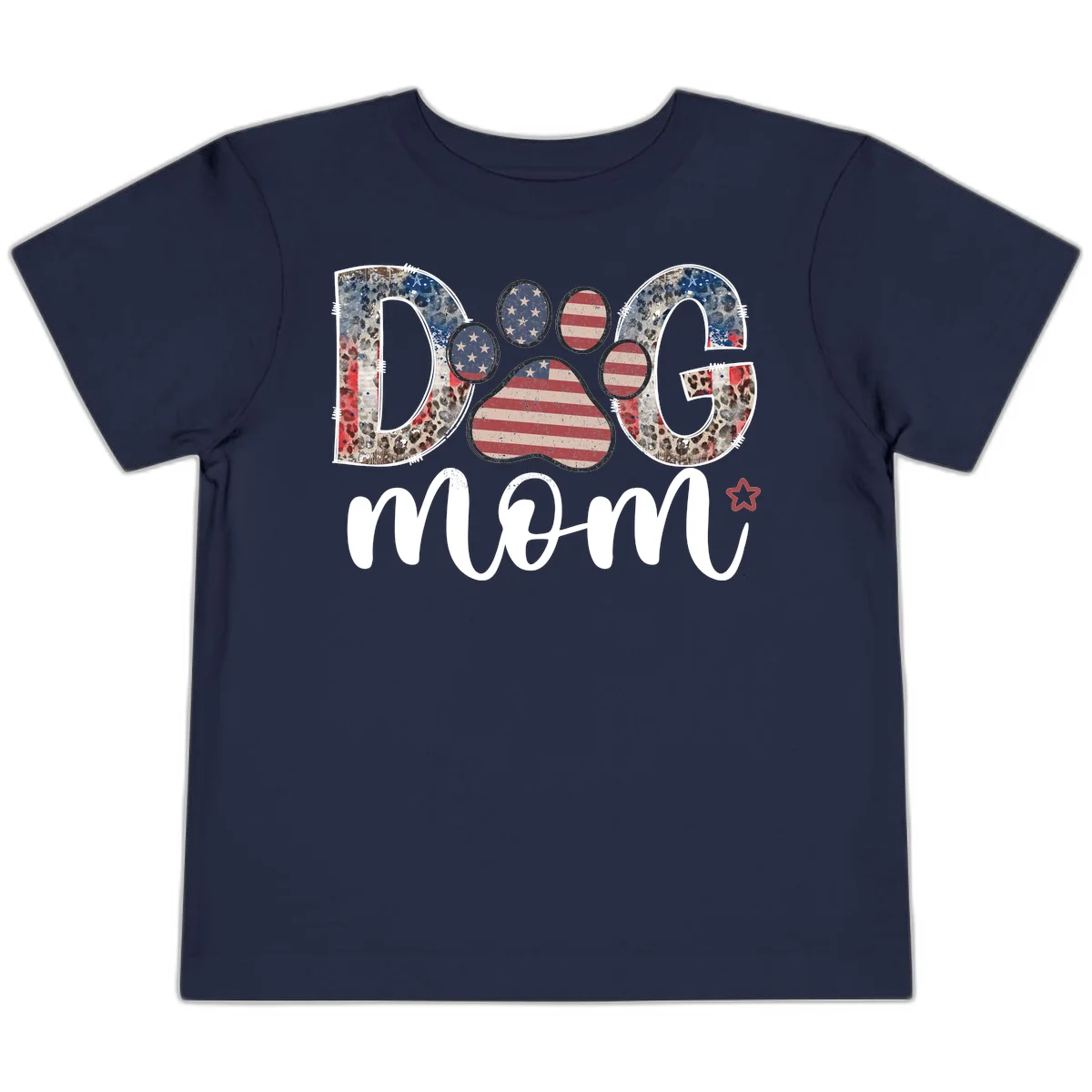 Distressed Patriotic Dog Paw Print Graphic Toddler T-Shirt in Navy