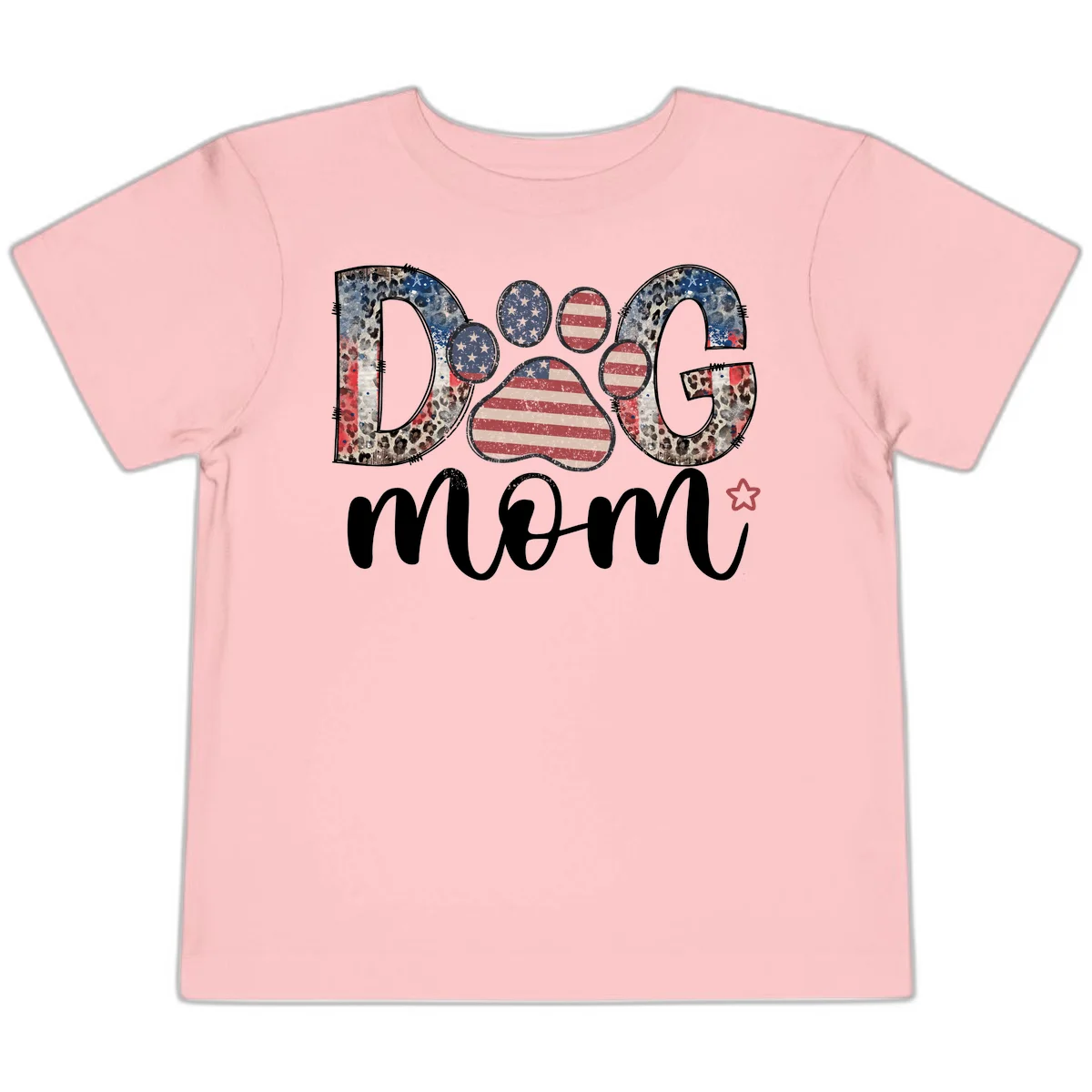 Distressed Patriotic Dog Paw Print Graphic Toddler T-Shirt in Pink